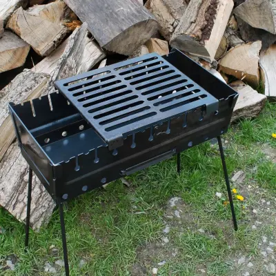 Сталева решітка-стіл для мангалу-валізи SHOP-PAN 34,5×30,5 см