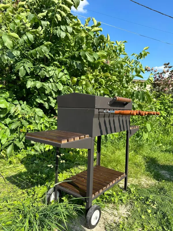Steel and Wood Folding Side Table for Lux Grill