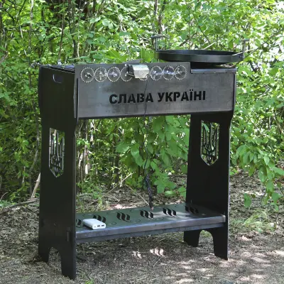 Мангальний набір 4 в 1 з автоматичним мангалом на 8 шампурів і сковородою 40 см