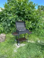 Steel and Wood Folding Side Table for Lux Grill