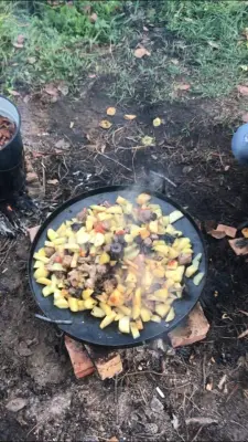 Сковорода для багаття з диска борони з центральним отвором і кришкою, 40 см