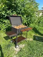 Steel and Wood Folding Side Table for Lux Grill