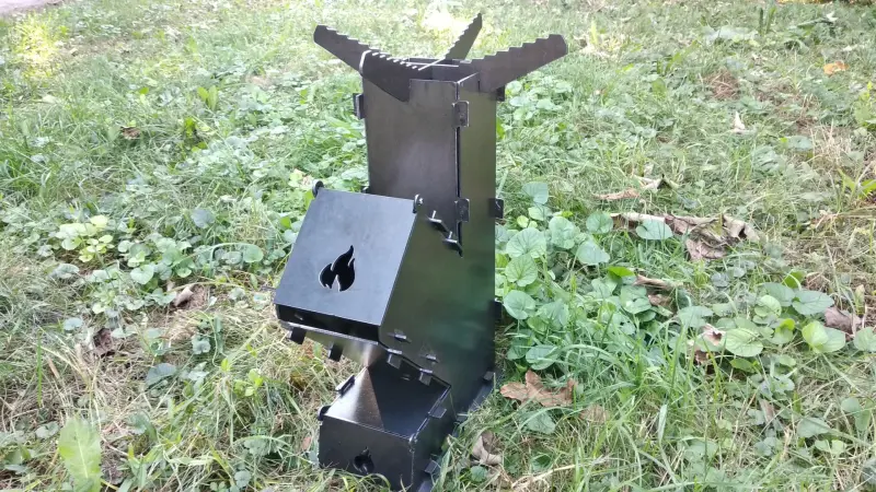 Мала сталева турбопіч для кемпінгу 2 мм, 290×85×205 мм