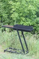 Gart Stationary Charcoal Brazier with Side Table and Removable 68×35×18 cm Firebox for 12 Skewers