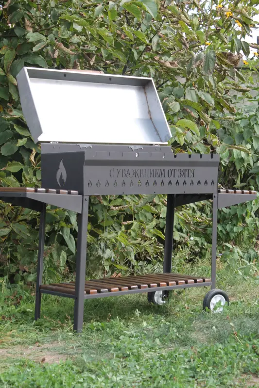 Steel and Wood Folding Side Table for Lux Grill