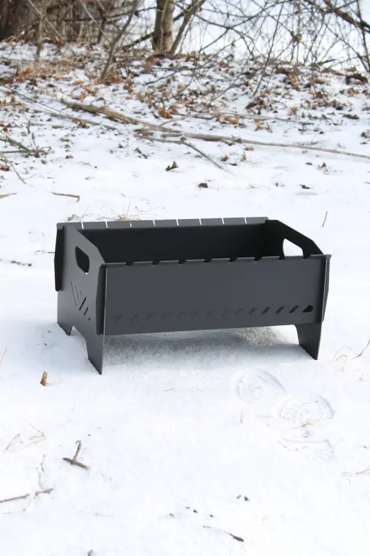 Mini Collapsible Steel Brazier for 8 Skewers, 46 × 30 × 25 cm, 2 mm