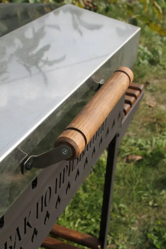 Steel and Wood Folding Side Table for Lux Grill
