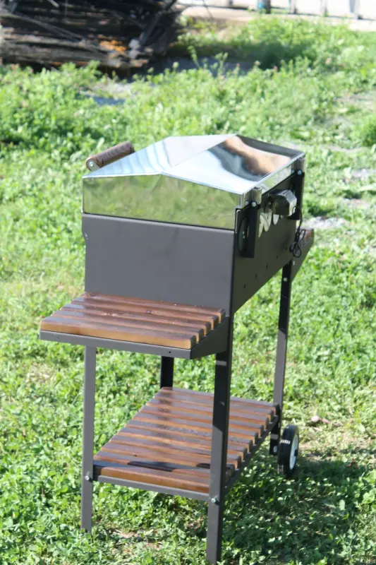 Steel and Wood Folding Side Table for Lux Grill