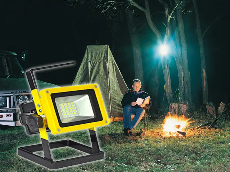 Portable LED Camping Floodlight with Adjustable Stand, Yellow