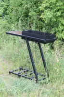 Gart Stationary Charcoal Brazier with Side Table and Removable 68×35×18 cm Firebox for 12 Skewers
