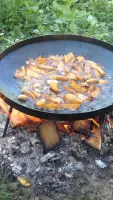 Сталева сковорода для багаття з центральним отвором і кришкою, 30 см