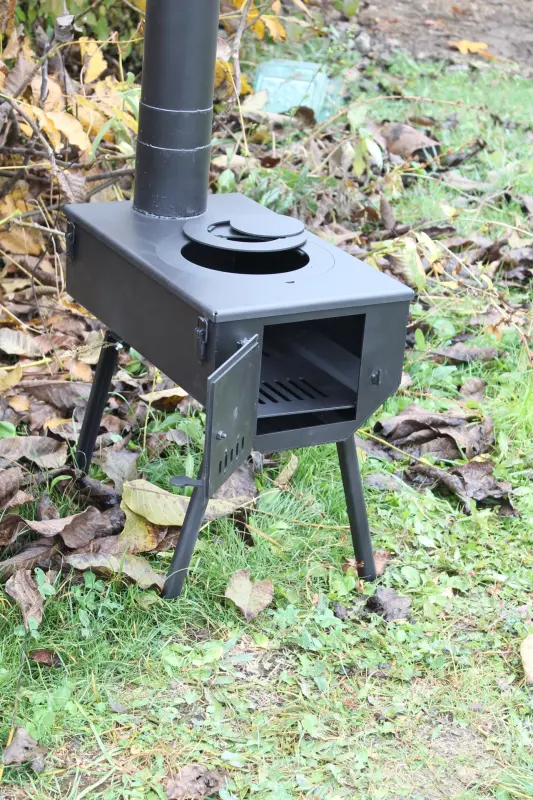 Туристическая печь-буржуйка с мангалом, сталь 3 мм, 490×291×450 мм
