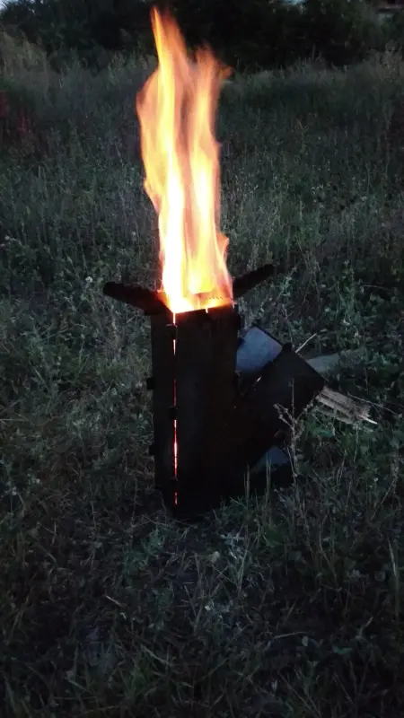 Мала сталева турбопіч для кемпінгу 2 мм, 290×85×205 мм
