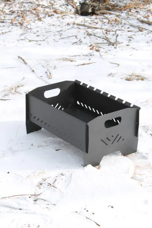 Mini Collapsible Steel Brazier for 8 Skewers, 46 × 30 × 25 cm, 2 mm