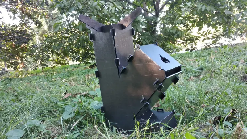 Мала сталева турбопіч для кемпінгу 2 мм, 290×85×205 мм