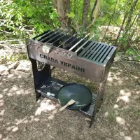 Мангальний набір 4 в 1 з автоматичним мангалом на 8 шампурів і сковородою 40 см