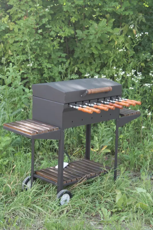 Steel and Wood Folding Side Table for Lux Grill