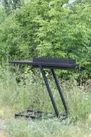 Gart Stationary Charcoal Brazier with Side Table and Removable 68×35×18 cm Firebox for 12 Skewers